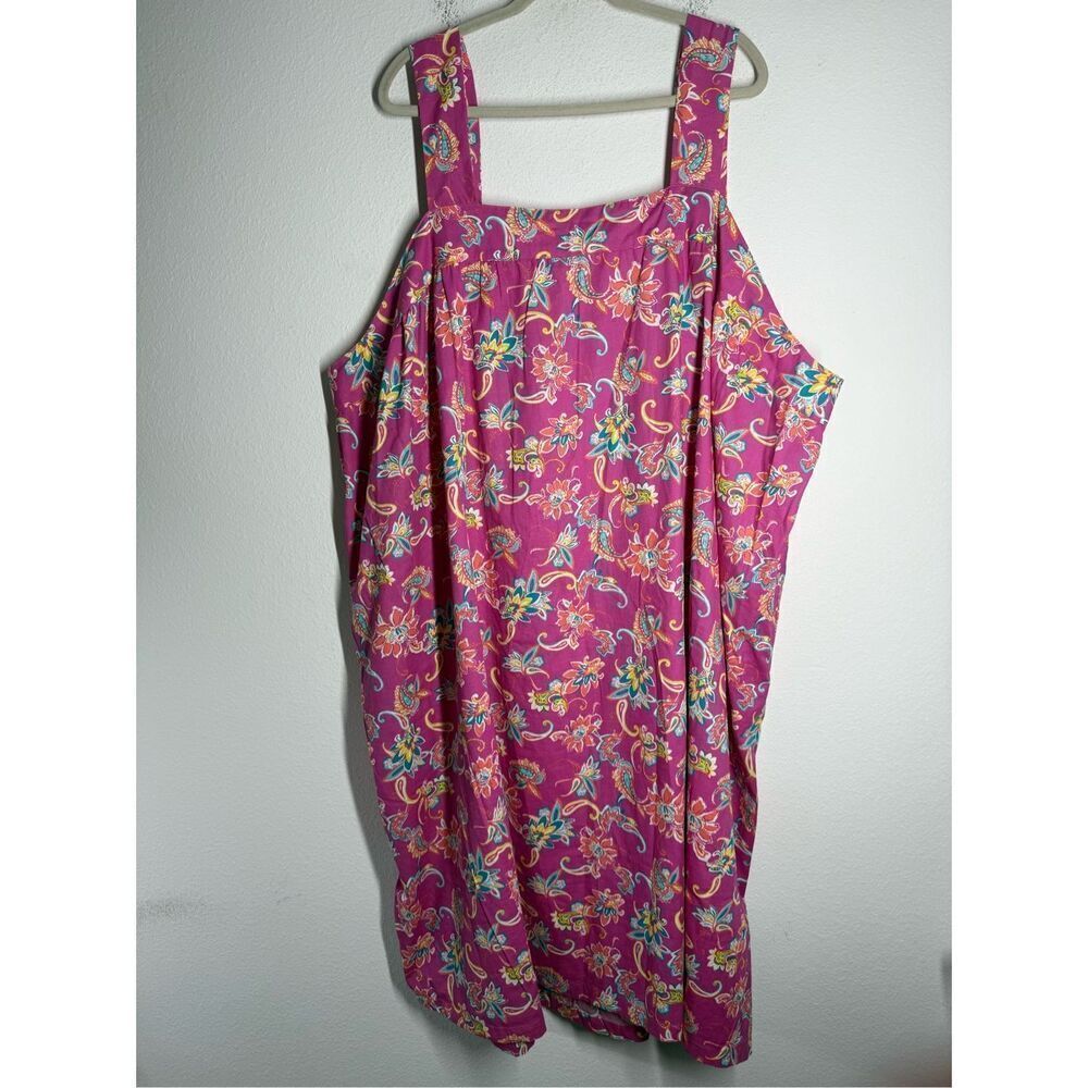 Dreams & Co Sleepwear Pajama Dress Womens Plus Size Pink Floral Midi Size 5X